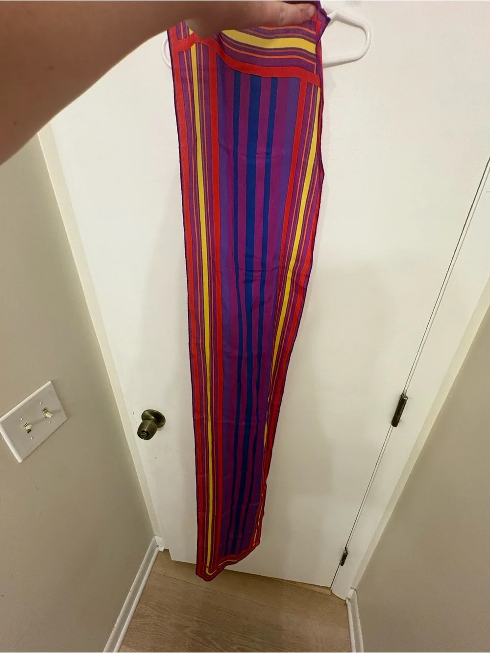 Liz Claiborne Jewel Tone Stripe Scarf Silk Vintage Oblong Long Multicolor